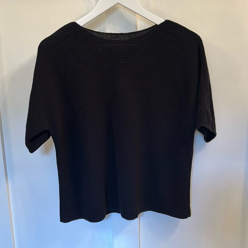 Eileen Fisher Peruvian Organic Crepe Short Sleeve Sweater, NWT, XXS